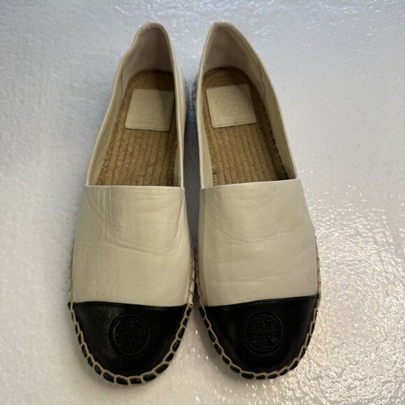 Tory Burch Color Block Espadrilles Women’s 8 Black & Canvas Euro Shoe - Picture 7 of 11